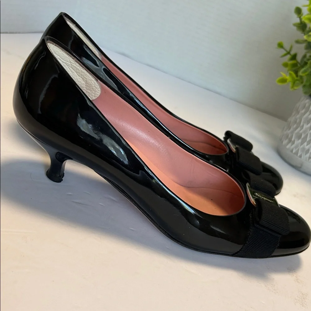 Salvatore Ferragamo Black Patent Leather Heels - Picture 8 of 17